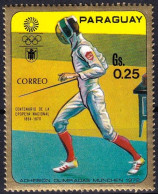 Timbre-poste Gommé Dentelé Neuf** - Jeux Olympiques D'été Munich 1972 Escrime - N° 1060 (Yvert) - Paraguay 1970 - Paraguay