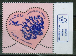 2022 - GOMME  " Coeur ST LOUIS - Christallerie - 18.10.21 "  Marge Droite De Feuille FSC - 1t   à   2.32 € - Neuf** - Ungebraucht