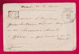 GUERRE 1870 CAD  TYPE 16 COURTELAIN EURE ET LOIRE PP ARMEE DE LA LOIRE  POUR GIEN LOIRET LETTRE - Guerre De 1870