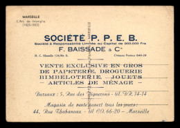 13 - MARSEILLE - SOCIETE P.P.E.B. F BAISSADE ET CIE DROGUERIE - 44 RUE THUBANEAU - CARTE DE SERVICE - Zonder Classificatie