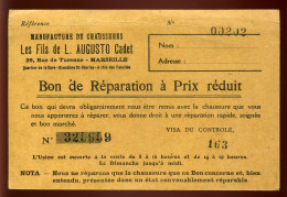 CARTE DE VISITE - MARSEILLE - MANUFACTURE DE CHAUSSURES "LES FILS DE L. AUGUSTO" 29 RUE DE TURENNE - Visitekaartjes