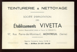 CARTE DE VISITE - TEINTURERIE VIVETTA, 97 RUE P.DE.MONTREUIL, MONTREUIL (SEINE-ST-DENIS) - Cartoncini Da Visita