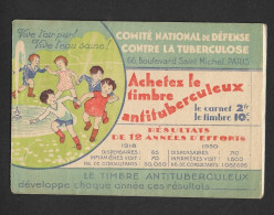 CARNET DE VIGNETTES - COMITE DE DEFENSE CONTRE LA TUBERCULOSE - LE TIMBRE ANTITUBERCULEUX - FORMAT PLIE 13 X 9 CM - Erinnofilia