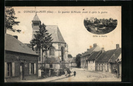 CPA Conchy-les-Pots, Le Quartier St-Nicaise Avant Et Apres La Guerre  - Other & Unclassified