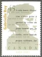 Canada Auteurs Canadiens Gabrielle Roy MNH ** Neuf SC (C16-24hb) - Ecrivains