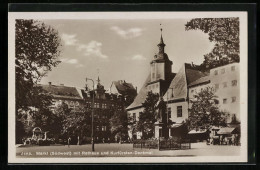 AK Jena, Blick über Den Markt Mit Rathaus Und Kurfürsten-Denkmal  - Jena