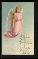 Lithographie Weihnachtsgruss, Weihnachtsengel  - Anges