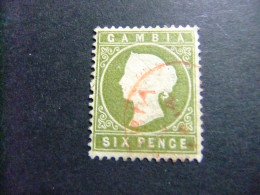 41 GAMBIA GAMBIE 1886 / REINA VICTORIA / VERDE OLIVA  / YVERT 18 A FU WMK CROWN CA Couché - Gambia (...-1964)