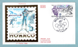 FDC Monaco 1988 - Jeux D'Olympiques D'hiver Calgary - Biathlon - Tir - YT 1622 - FDC