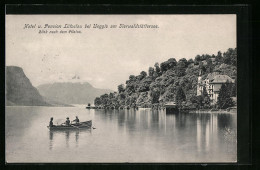 AK Weggis Am Vierwaldstättersee, Hotel Und Pension Lützelau Mit Blick Nach Dem Pilatus  - Weggis