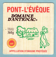 Fromage - étiquette Cartonnée Pont L'évêque Domaine D'Antignac - Occasion - Cheese