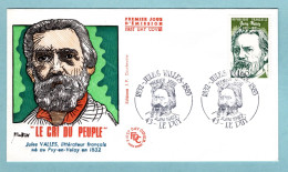 FDC France 1982 - Jules Vallès - écrivain Et Journaliste - YT 2215  - 43 Le Puy - 1980-1989