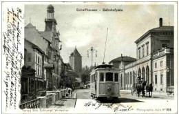 Schaffhausen - Bahnhofplatz Mit Tram - Schaffhouse