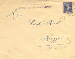 Mail Von Schwanden 1926 - Tellknabe 157 - Poststempel