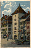 Schaffhausen - Vierröhr. Brunnen - Künstlerkarte Hohl - Schaffhouse