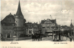 Luzern - Auf Der Seebrücke Mit Tram - Lucerne