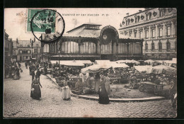 CPA St-Quentin, Le Marché Et Les Halles  - Saint Quentin