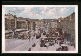 AK Linz A. D. D., Kaiser-Franz-Josef-Platz Mit Strassenbahn  - Tramways