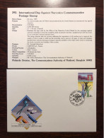 THAILAND FDC COVER 1989 YEAR DRUGS NARCOTICS HEALTH MEDICINE STAMPS - Thailand