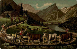 Alpfahrt - Prägekarte - Kühe - Vacas