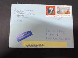 1-5-2024 (3 Z 34) Letter Posted From Poland To Australia In 2024 (1 Cover) With 2 Stamps - Lettres & Documents