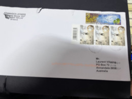 1-5-2024 (3 Z 34) Letter Posted From GREECE To Australia In 2024 (1 Large Cover) 26 X 13.5 Cm (2 EUROPA + 3 Fooball) - Brieven En Documenten