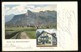 Künstler-AK Oberammergau, Haus Sebastian Bierling, Panorama  - Oberammergau
