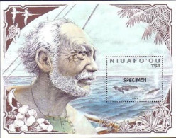 Tonga Niuafo'ou 1990 Whale S/S Overprinted Specimen In Black - Whales