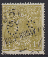 AUSTRALIA 1926 - 30 YELLOW - OLIVE KGV STAMP "OS" VFU  SMW PERF.14 SG.O94 - Usati