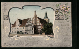 Passepartout-AK Sommerfeld, Kirche Und Rathaus  - Altri & Non Classificati