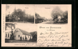 AK Hermswalde Bei Göhren, Dorfplatz, Kirche Und Gasthof Von Rathei  - Sonstige & Ohne Zuordnung