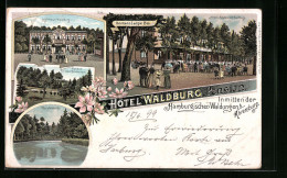 Lithographie Ahrensburg, Hotel Und Restaurant Waldburg, Karpfenteich  - Ahrensburg