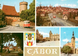 73661838 Tabor Czechia Stadtansichten Turm Kirche Platz Wappen  - Tsjechië