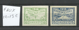 FAUX Poland Polska Polen 1918 Local Post Przedborz Michel 12 - 13 C FAKE Fälschungen - Used Stamps