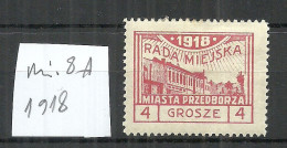 Poland Polen 1918 Przedborz Local Post Michel 8 A * - Ongebruikt