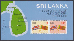 Sri Lanka Ceylon 1981 MNH MS Queen Elizabeth II, British Royal, Royalty, Commonwealth, Flag, Flags, Map, Miniature Sheet - Sri Lanka (Ceilán) (1948-...)