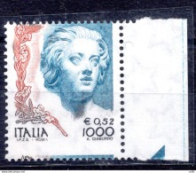 Donna Nell'arte Lire 1.000/€ 0,52  Varietà Dentellatura Spostata - Variétés Et Curiosités