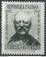 1952 Italia Mancini 1v MNH Sassone N. 703 - 1946-60: Mint/hinged