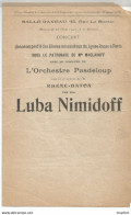 CC // Vintage // Old French Theater Program // Programme Musique LUBA NIMIDOFF Pasdeloup Concert RUSSE - Programas