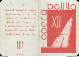 Bs12  Tessera Fascista Milano Opera Nazionale Balilla 1931 - Cartes De Membre