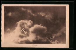 AK Luftkampf Zweier Flugzeuge  - 1914-1918: 1. Weltkrieg
