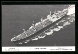 AK Handelsschiff M.v. Streambank, The Bank Line Ltd., Fliegeraufnahme  - Koopvaardij