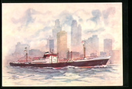 Künstler-AK M/S Transcanada, Handelsschiff In Voller Fahrt  - Comercio