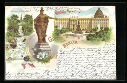 Lithographie Berlin, Wassersturz Im Victoria-Park, Kgl. Schloss, Berolina  - Mitte