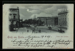 Mondschein-AK Berlin, Unter Den Linden Mit Passanten  - Mitte