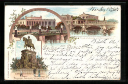 Lithographie Berlin, Friedrichsbrücke Und Nationalgallerie, Museum Und Schlossbrücke  - Mitte