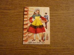 Carte Brodée "Jura Mon Beau Pays" -Jeune Couple - Jeune Fille Costume Brodé/Tissu- 10x14,9cm Env. - Bestickt