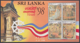 Sri Lanka Ceylon 1998 MNH MS Vesak, Buddhism New Year, Elephant, Buddhist, Buddha, Religion, Miniature Sheet - Sri Lanka (Ceylan) (1948-...)