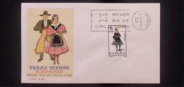 C) 1967, SPAIN, FDC, TYPICAL COSTUMES OF BADAJOZ, XF - Badajoz