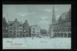 Mondschein-AK Bremen, Marktplatz  - Bremen